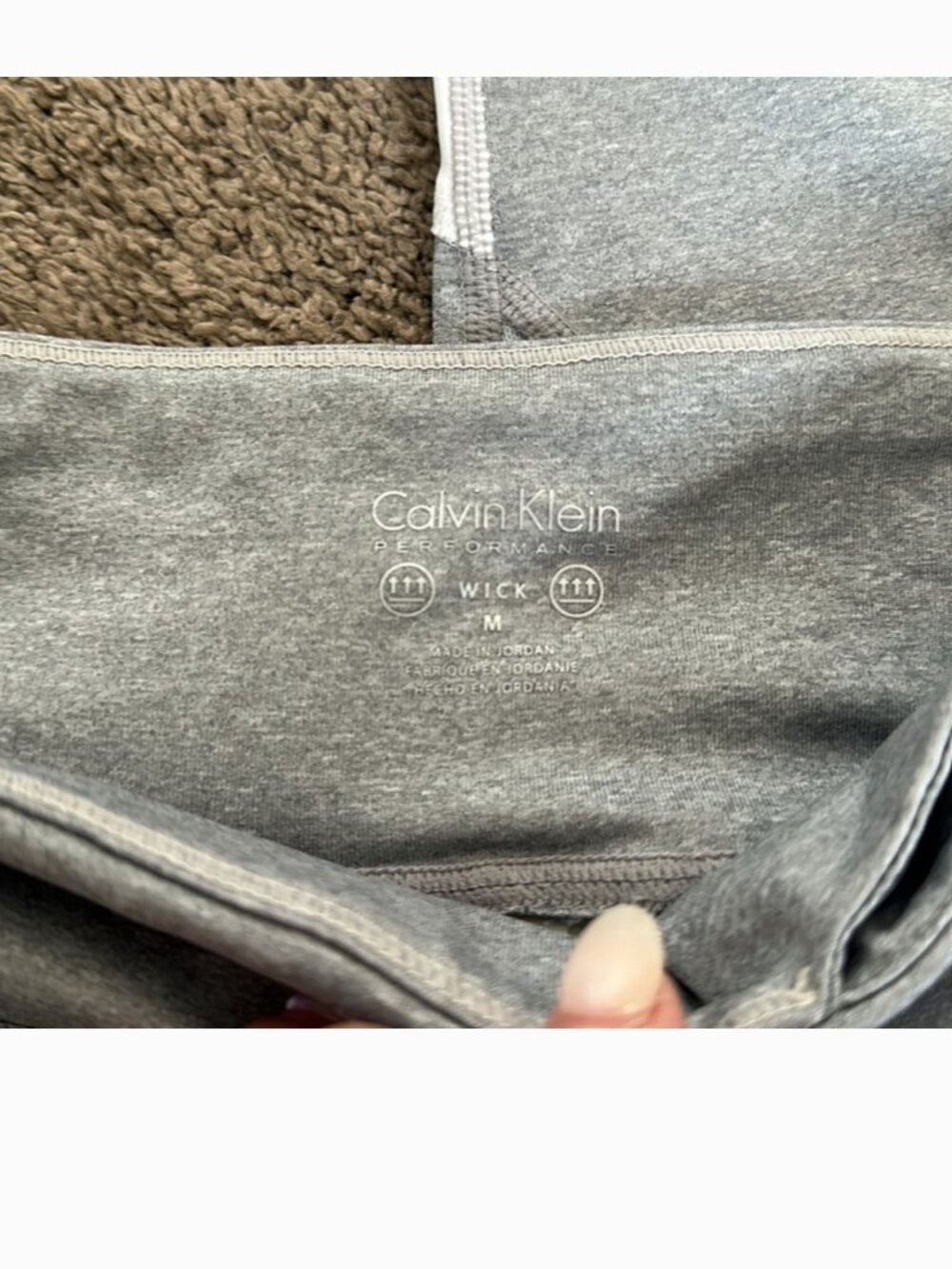 Calvin Klein Performance Moisture-Wicking Colorblock Leggings - Grey/Tan/White - Picture 11 of 14